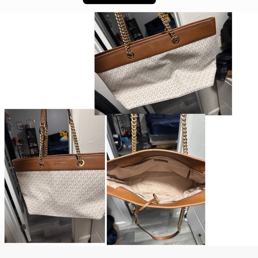 Michael Kors Brown and Cream Tote Bag